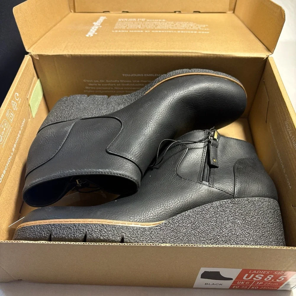 Dr. Scholls Been There Black Wedge Ankle Booties Womens Size 8.5 - Picture 5 of 6